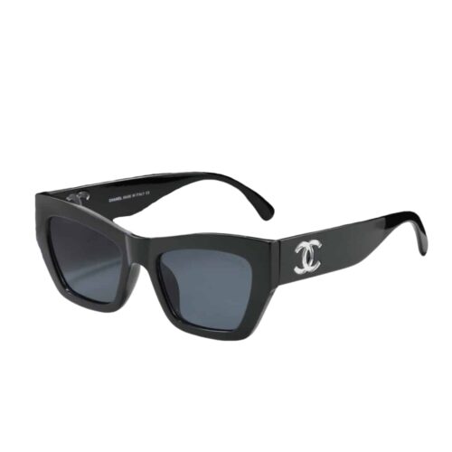 Chanel Cat Eye Sunglasses Acetate Black Silver