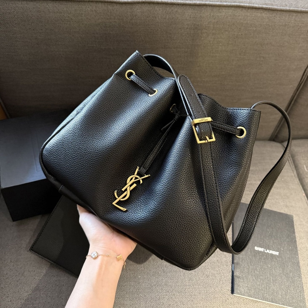Saint Laurent Paris VII Small Grained Leather Hobo Bag Black 26Cm 796626Aaduu1000 - Image 3