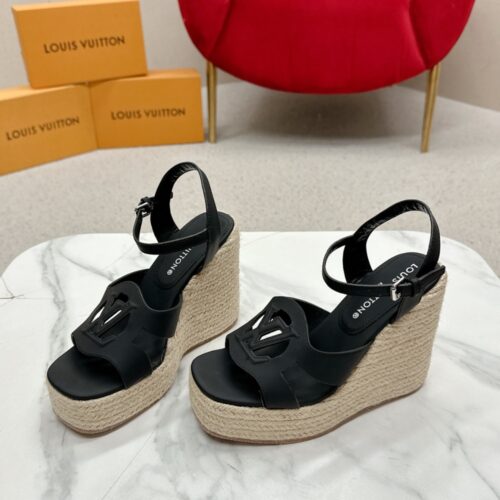 Alternative view of Louis Vuitton LV Isola Wedge Leather Sandal Black 1Aci88