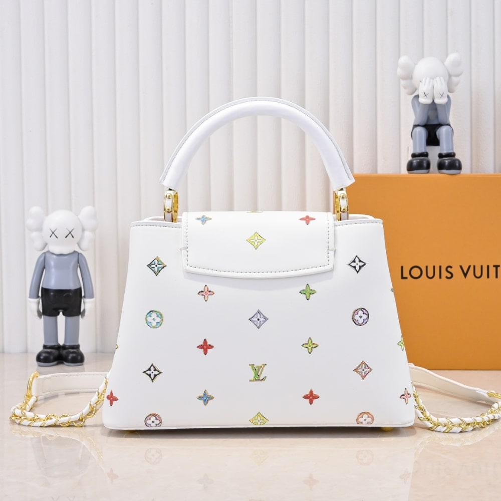 Louis Vuitton X Takashi Murakami Capucines BB Monogram Multicolore Top Handle Bags White 27cm M14165 - Image 5