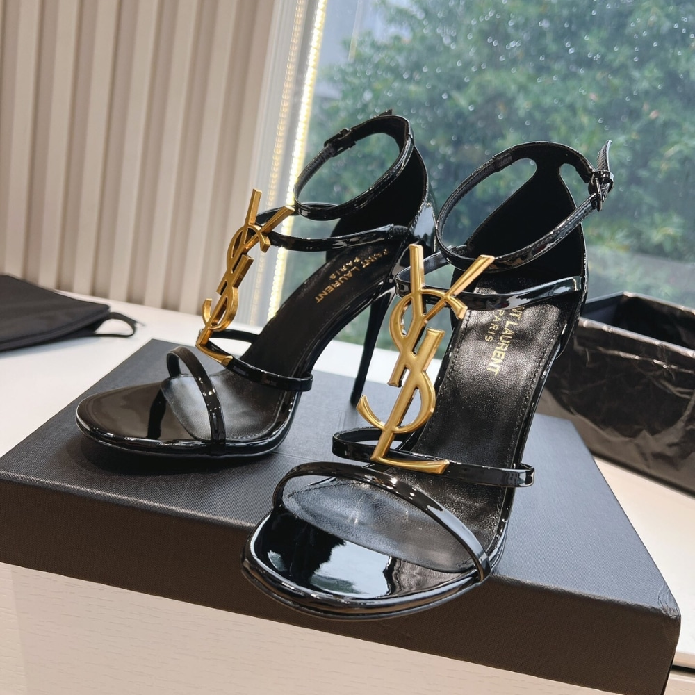 Saint Laurent Cassandra Sandals Patent Leather Black 6301091TVKK1000 - Image 6