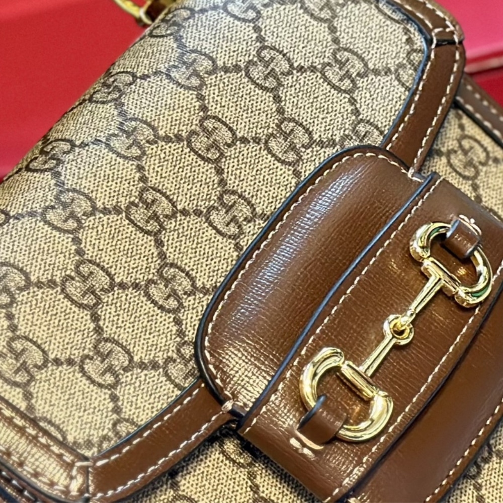Gucci Horsebit 1955 Mini GG Supreme Canvas Top Handle Bag Beige And Brown 15Cm 781387 92Tcg 8563 - Image 5