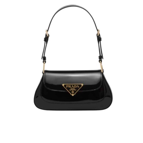 Prada Cleo Patent Leather Shoulder Bag Black 25Cm 1Bd355 069 F03Kj V Hto