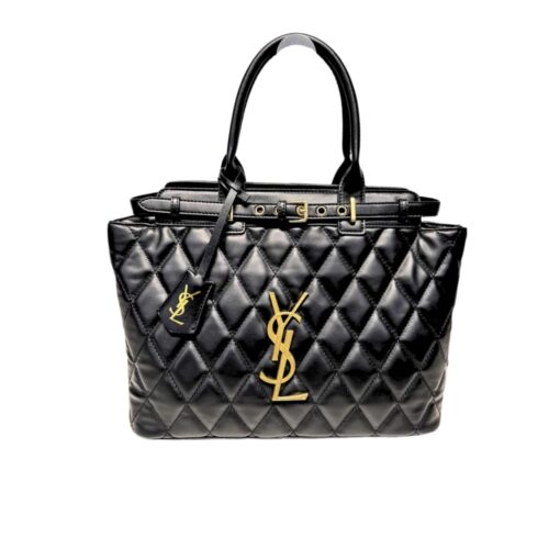 Saint Laurent Grained Leather Handbag Black 33Cm
