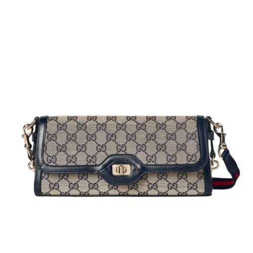 Gucci Luce Small GG Mongogram Canvas Shoulder Bag Beige And Blue 27Cm 786027 Fadac 8559