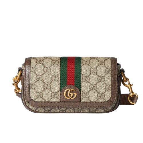 Gucci Ophidia Mini GG Supreme Canvas Shoulder Bag Beige Ebony 20Cm 795466 Fabia 9741