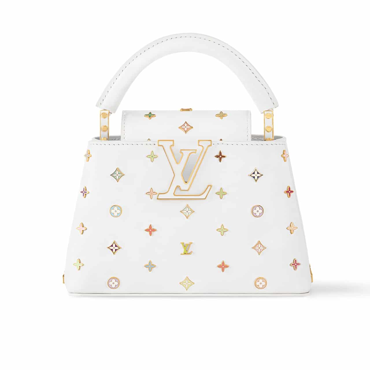 Louis Vuitton X Takashi Murakami Capucines BB Monogram Multicolore Top Handle Bags White 27cm M14165