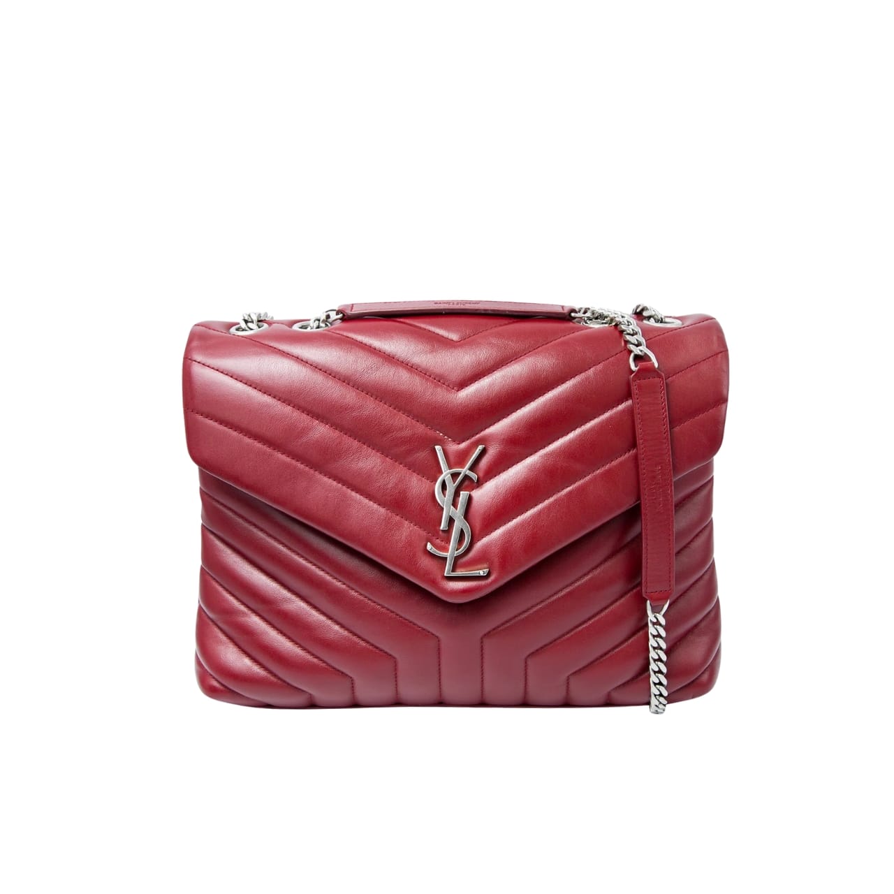 Saint Laurent Loulou Small Quilted Leather Chain Bag Wine Red 25cm