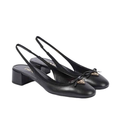 Prada Leather Slingback Pump Black