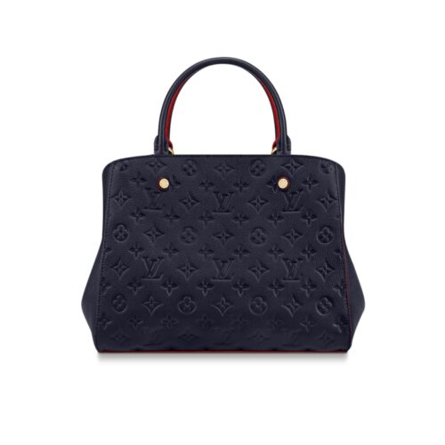 Louis Vuitton Montaigne MM Monogram Empreinte Handle Bag Navy Blue 33Cm M42746