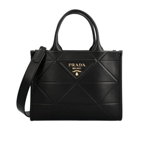 Prada Symbole Small Leather HandBag Bag Black 28cm 1ba379 Ask F0002 V Oco