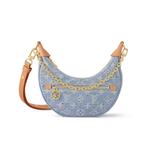 Louis Vuitton Loop Small Monogram Denim Shoulder Bag Sky Blue 25cm M24846
