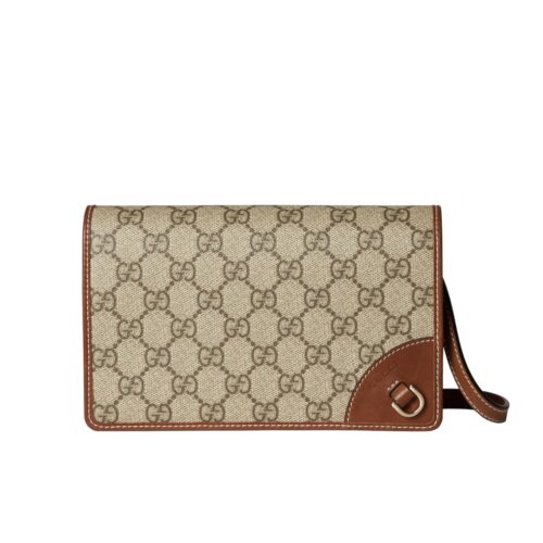 Gucci GG Emblem Mini GG Supreme Canvas Shoulder Bag Beige And Brown 20cm 820688 Fad6l 9758
