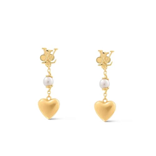 Louis Vuitton Lv Heart Earrings Gold M01011