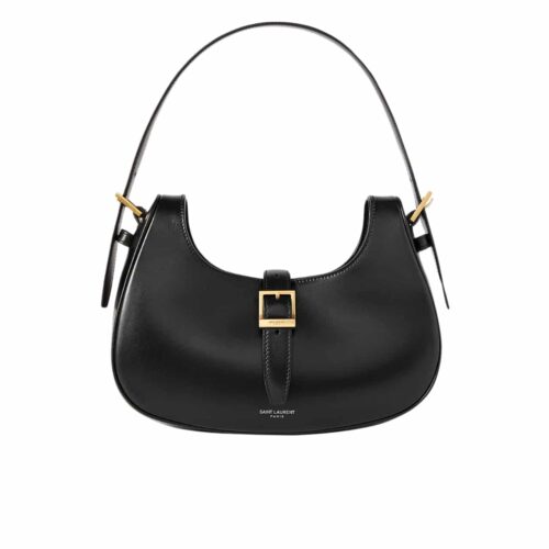 Saint Laurent Le Fermoir Leather Hobo Bag Black 24Cm