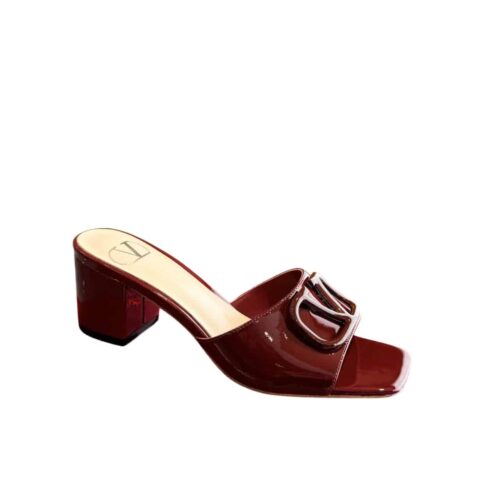 Valentino Vlogo Signature Slide Sandal Patent Leather Burgundy
