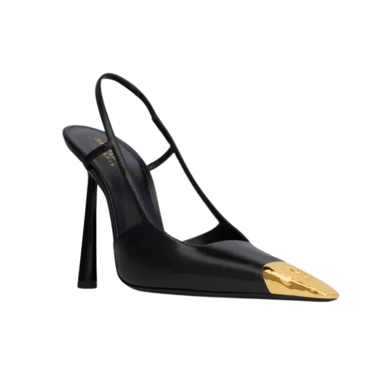 Saint Laurent Jeanne Slingback Pumps Patent Leather Black Gold 800164AADX21000