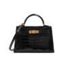 Hermes Kelly Alligator Gold-Tone Hardware Handbag Black 22cm