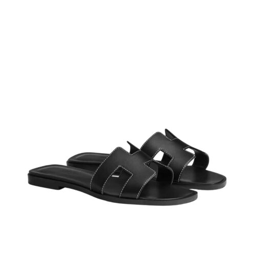 Hermes Oran Sandals Smooth Leather Noir H021056Z 01340