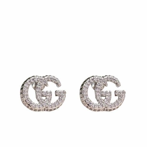 Gucci GG Marmont Crystal Stud Earrings Silver 814432 J3f42 8162