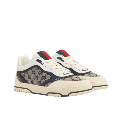 Gucci Women's Re Web GG Canvas Sneaker Beige And Blue ‎787476 Aadhw 9552