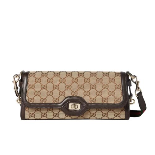 Gucci Luce Small GG Mongogram Canvas Shoulder Bag Beige And Dark Brown 27Cm 786027 FADAC 9762
