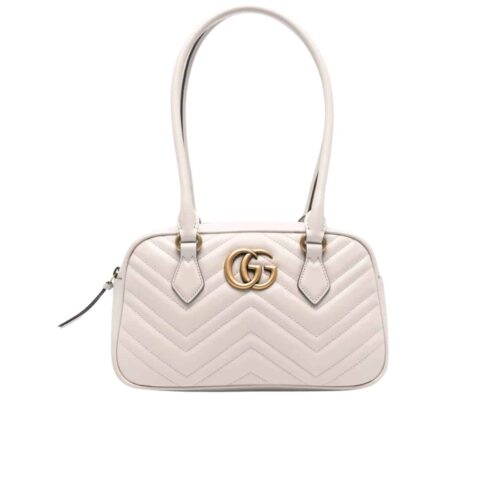 Gucci GG Marmont Small Matelasse Leather Top Handle Bag White 25Cm