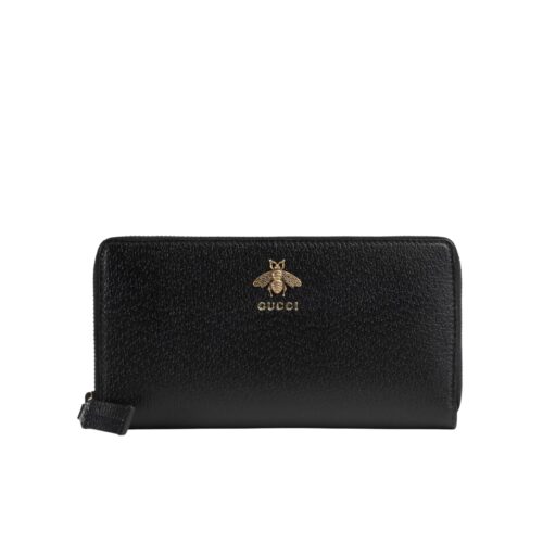 Gucci Animalier Leather Zip Around Wallet Black 19cm 523667 Dj20t 1000