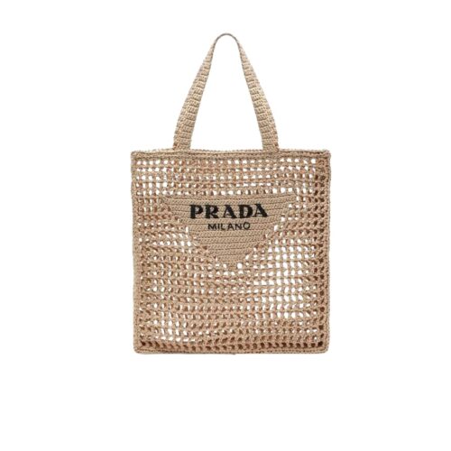 Prada Crochet Raffia Tote Bag Natural 38cm 1BG393 2C2T F0018 V OOO