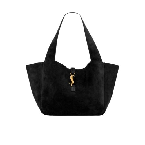 Saint Laurent Le 5 À 7 Bea In Suede Shoulder Bag Black 55Cm