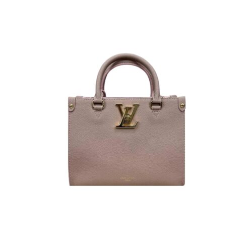 Louis Vuitton Lock And Go Leather Handbag Dark Beige 24Cm