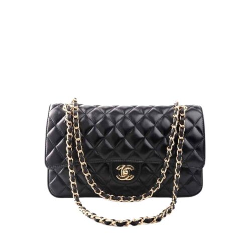 Chanel Classic Medium Smooth Leather Flap Bags Black 25cm