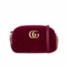 Gucci Small GG Marmont Velvet Shoulder Bag Wine Red 23Cm