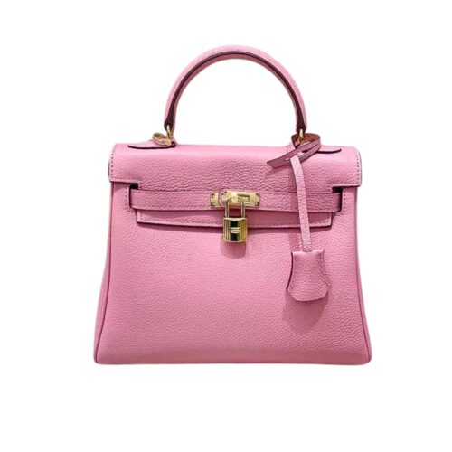 Hermes Kelly 28 Sellier Epsom Leather Handle Bag Rose Confetti 28cm