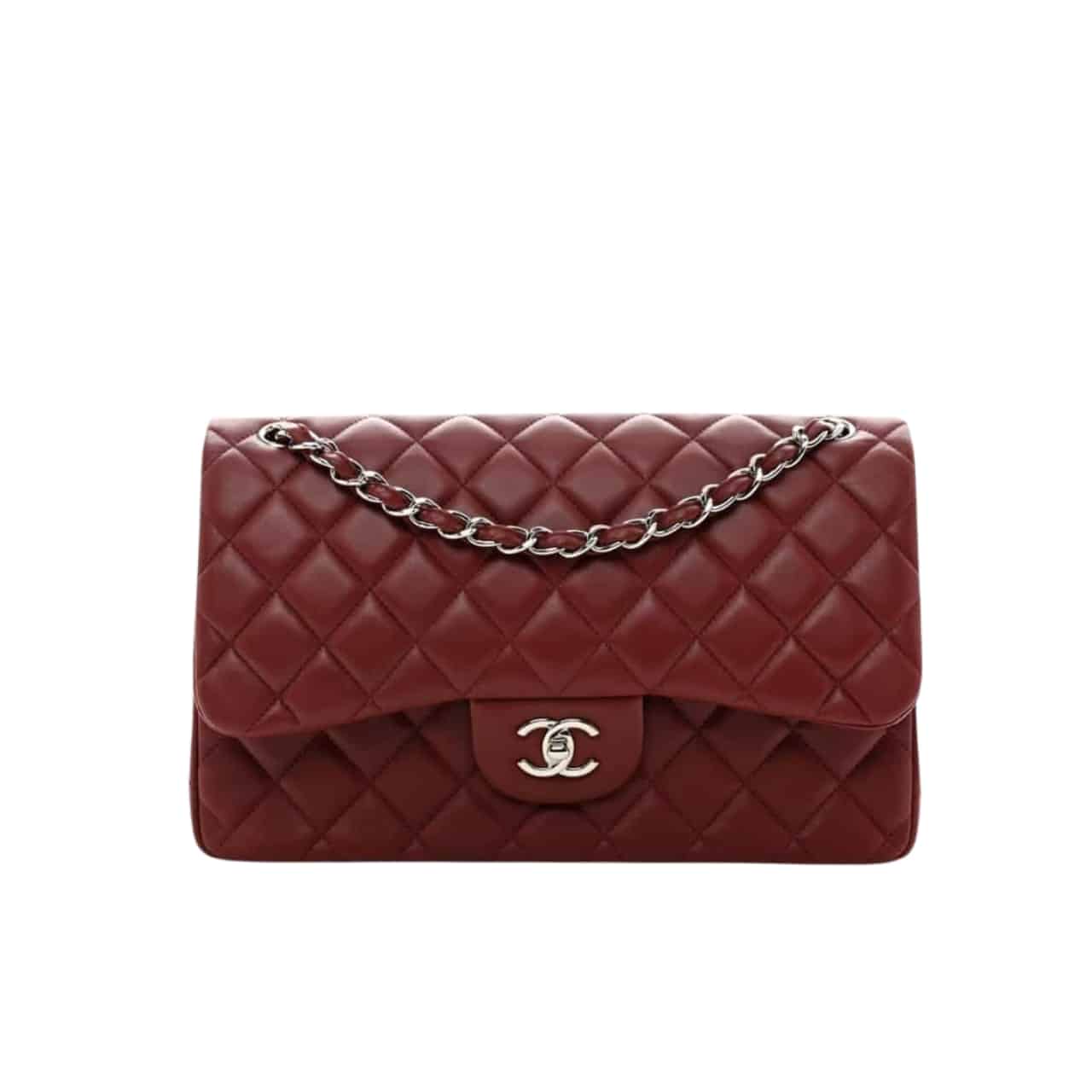 Chanel Classic Medium Smooth Leather Flap Bags Plum Red 25cm