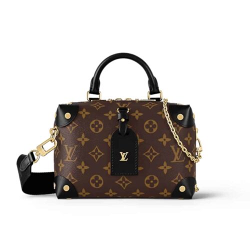 Louis Vuitton Petite Malle Souple Monogram Handle Bag Black 20Cm M45571