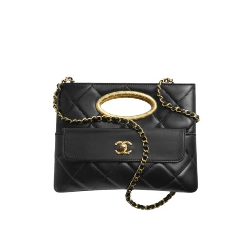 Chanel 31 Mini Quilted Smooth Leather Clutch Bag Black 25cm AS5038 B17663 94305