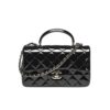 Chanel Classic Mini Patent Leather Top Handle Bags Black 20cm AS2431 B18237 94305