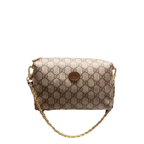 Gucci GG Canvas Messenger Bag Beige And Ebony 21cm