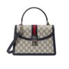 Gucci Ophidia Small GG Supreme Canvas Top Handle Bag Beige And Dark Blue 25Cm 651055 96Iwn 4076