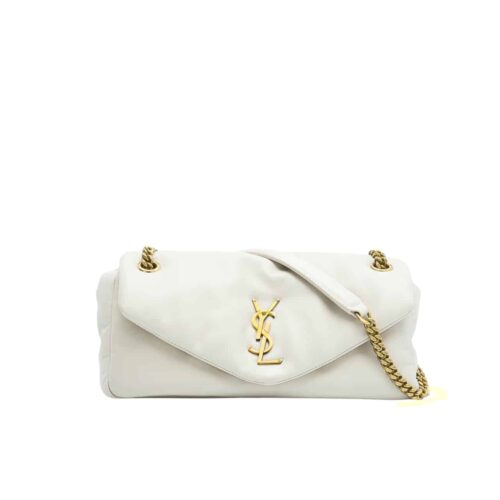 Saint Laurent Calypso Small Plunged Leather Shoulder Bag Blanc Vintage 27Cm 734153Aacqo9227