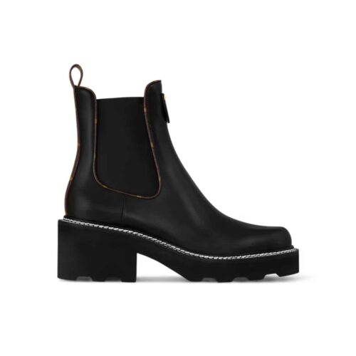 Louis Vuitton LV Beaubourg Ankle Leather Boots Black 1A8949