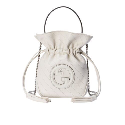 Gucci Blondie Mini Leather Bucket Bag White 19Cm 760313 Aacp7 9022