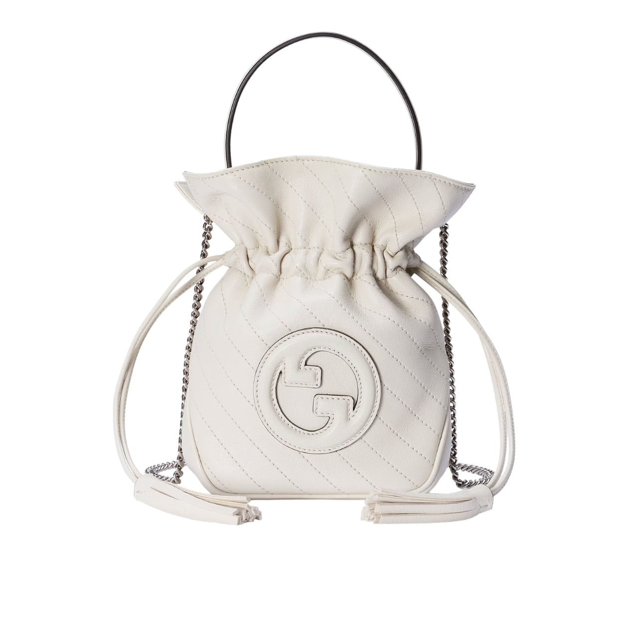 Gucci Blondie Mini Leather Bucket Bag White 19Cm 760313 Aacp7 9022