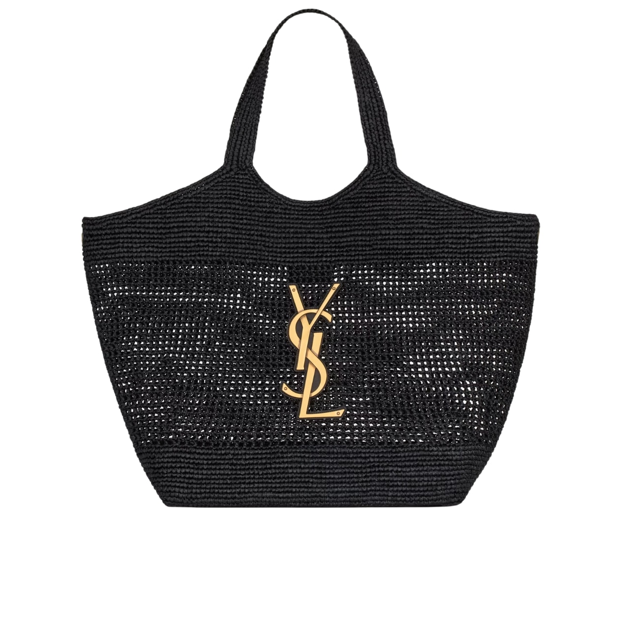 Saint Laurent Icare Maxi In Raffia Shopping Bag Black 45Cm 772191Gaafm1000
