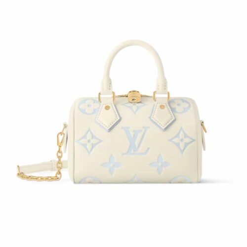Louis Vuitton Speedy Bandoulière 20 Monogram Empreinte Handle Bag Candy Blue 20Cm M46883