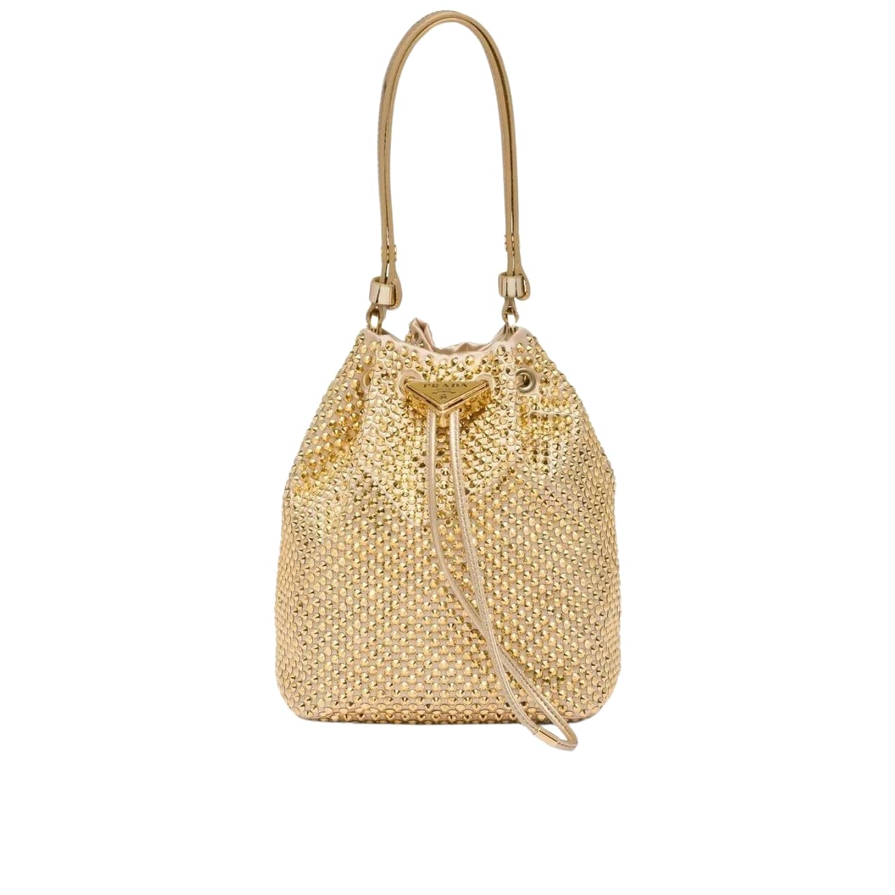 Prada Satin Crystals Bucket Bag Gold 20Cm 1Nr016 2Awl F0522