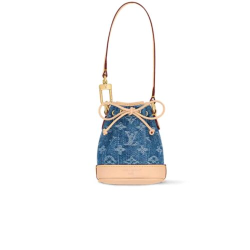 Louis Vuitton Micro Noé Mini Monogram Denim Bag Charm Blue 10cm M01700