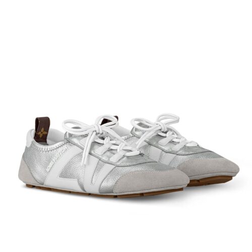Louis Vuitton LV Grained Leather Sneakerina Silver 1Ahojd