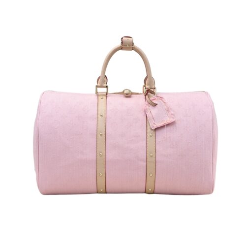 Louis Vuitton Keepall Bandoulière 45 Monogram Denim Travel Bag Pink 45Cm